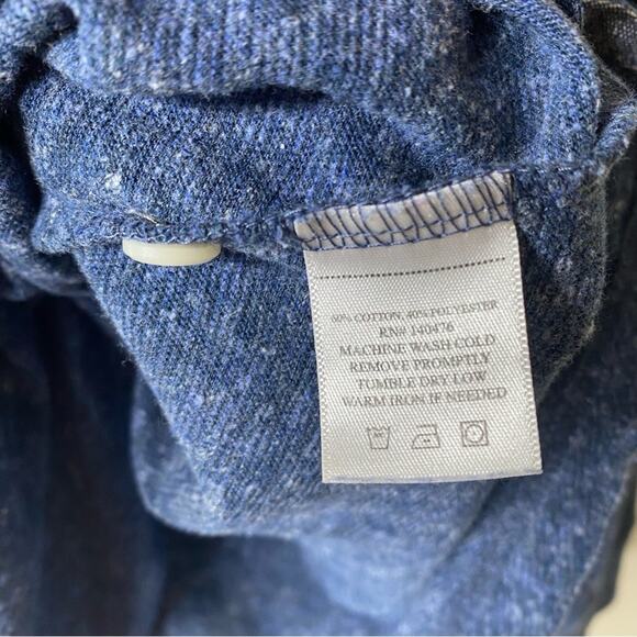 Faherty Blue Luxe Solid Heather Pocket‎ Long Sleeve Polo Shirt XL - Picture 4 of 5